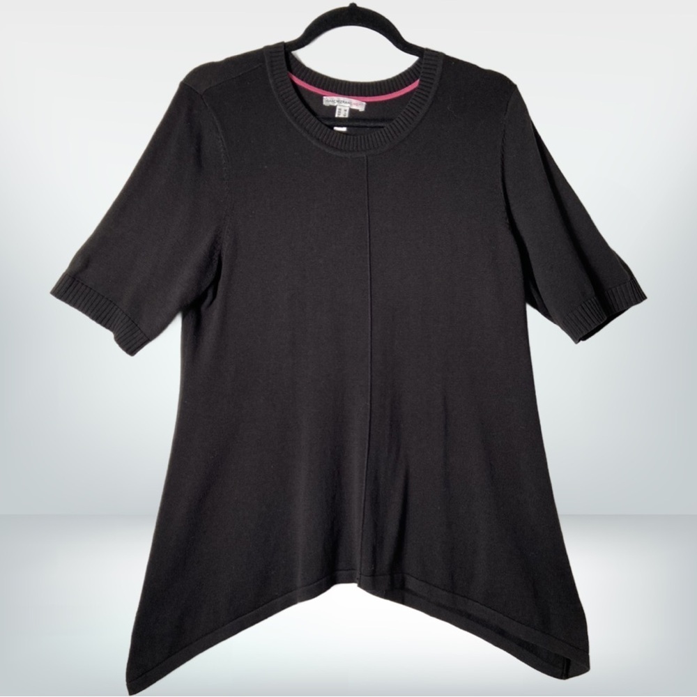 Isaac Mizrahi Cascade Hem Elbow Sleeve Sweater Black Size Medium